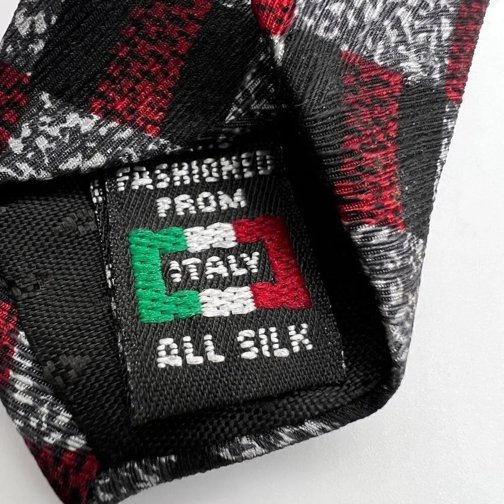 Galleria & Co Necktie Tie All Italian Silk Made in USA Red Black and White Check